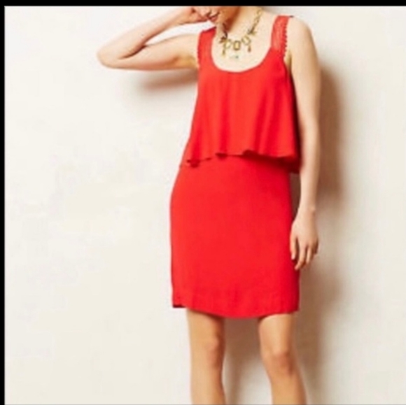 Anthropologie Maeve Red Tisana Crochet Strap Dress - Picture 12 of 12